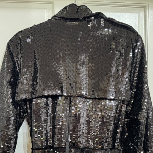 NWT Alice + Olivia Sequin Embellished Trench Coat Size S - Picture 8 of 8